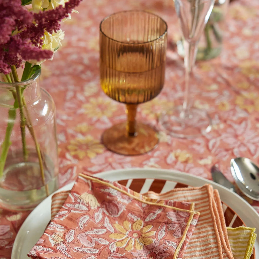 Nappe à fleurs terracotta