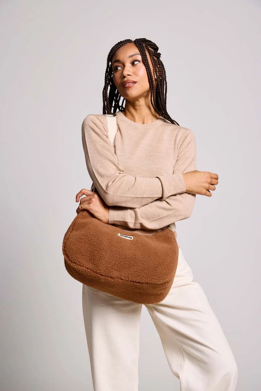 Sac bandoulière teddy marron
