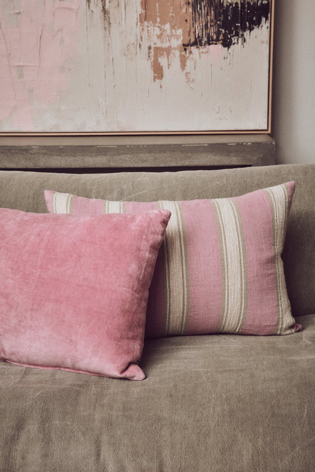Coussin velours rose