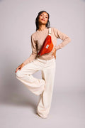 Sac banane velours brique 1