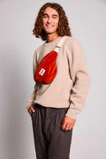 Sac banane velours brique 2