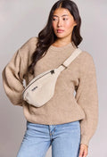 Sac banane velours ivoire 1