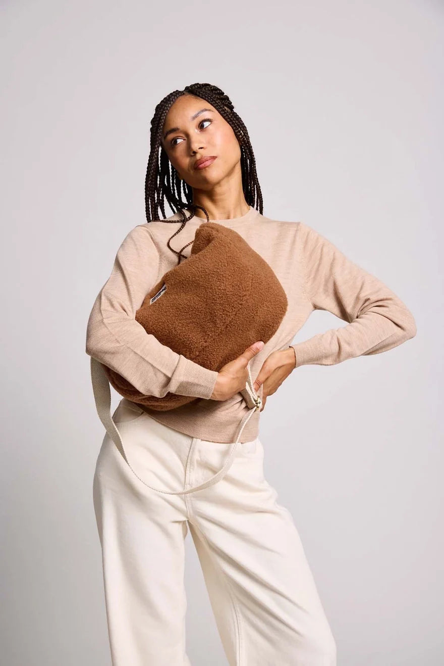 Sac bandoulière teddy marron