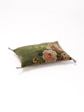 Coussin mini à fleurs velours avocat 3