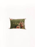 Coussin mini à fleurs velours avocat 1