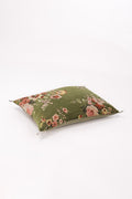 Coussin à fleurs velours avocat 1