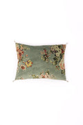 Coussin à fleurs velours jade 1