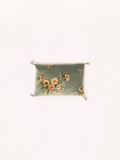 Coussin mini à fleurs velours jade 2