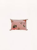Coussin mini à fleurs velours rose poudre 2