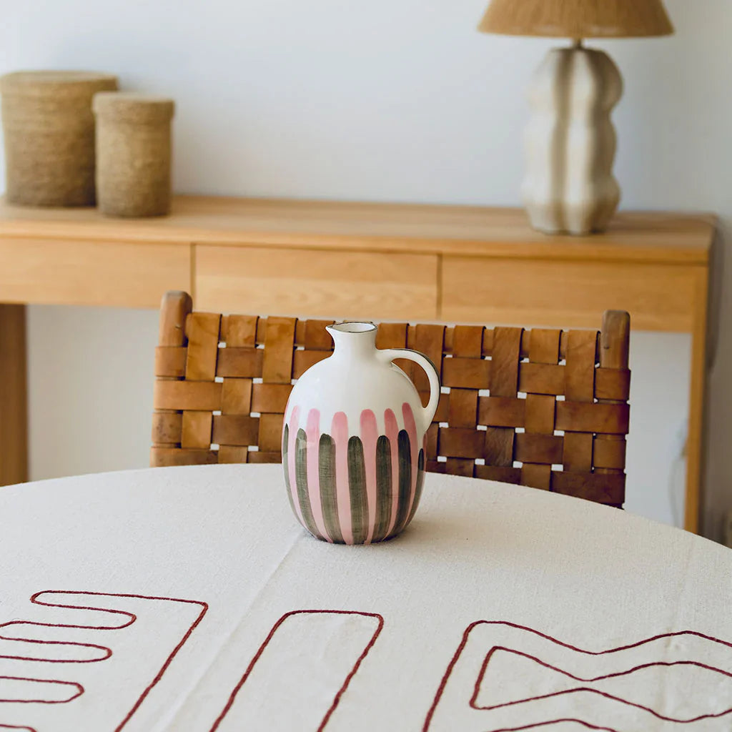 Pichet rayure rose et gris