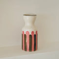 Vase totem gris et rose 1