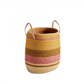 Panier anse tissé mais rose M 1