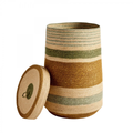 Panier couvercle tissé noisette vert M 1