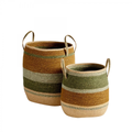 Panier anse tissé noisette vert S 2