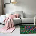 Plaid en laine rose et blanc 1