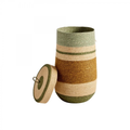 Panier couvercle tissé noisette vert  S 1