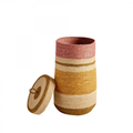 Panier couvercle tissé mais rose S 1