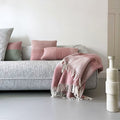 Plaid en laine rose et blanc 2