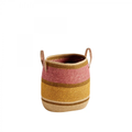 Panier anse tissé mais rose S 1