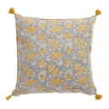 Coussin à fleurs bleu gris 1
