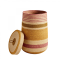 Panier couvercle tissé mais rose M 1