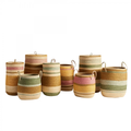 Panier couvercle tissé noisette vert M 3